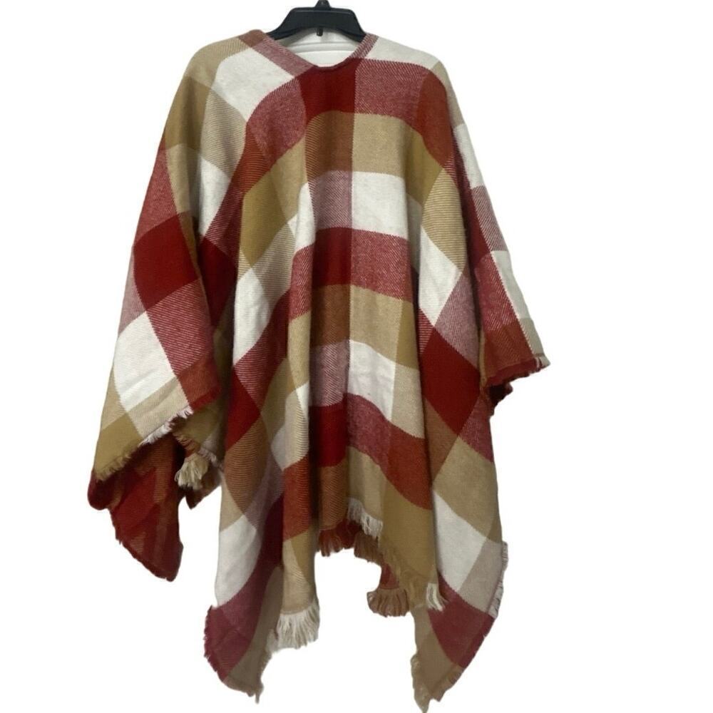 SOFT SURROUNDINGS Buffalo Plaid Throw Over Fringe Shawl Country Cozy - Picture 6 of 10